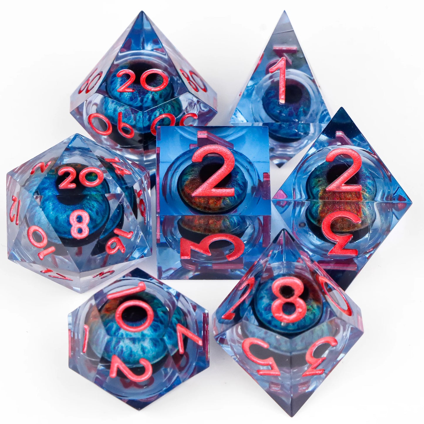 Liquid Core Dice, Green Dragon Eye Dice Set for Dungeons and Dragons, RPG Polyhedral Dice set, d&d dice, Handmade Dice Set Gifts