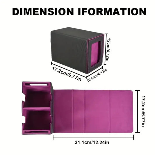 480+ Trading Card Deck Box with 2pcs Toploader Double Window Commander Display Organizer for MTG TCG CCG Tabletop Gaming Deck