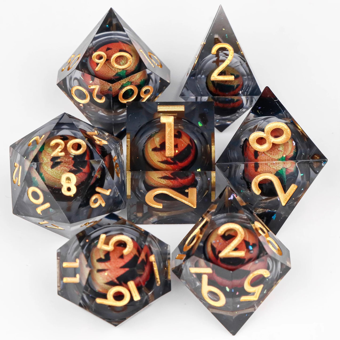 Liquid Core Dice, Green Dragon Eye Dice Set for Dungeons and Dragons, RPG Polyhedral Dice set, d&d dice, Handmade Dice Set Gifts