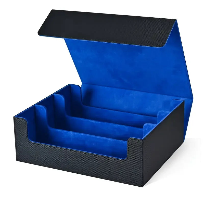 Trading card storage box, can hold 1800+ single decks, magnetic closure PU leather card box, fits for TCG,Yugion cards