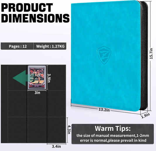 Toploader Card Binder, 9-Pocket Trading Card Album Holder fits for 3 x 4'' Top Loader, Double-sided Card Display Storage Carry