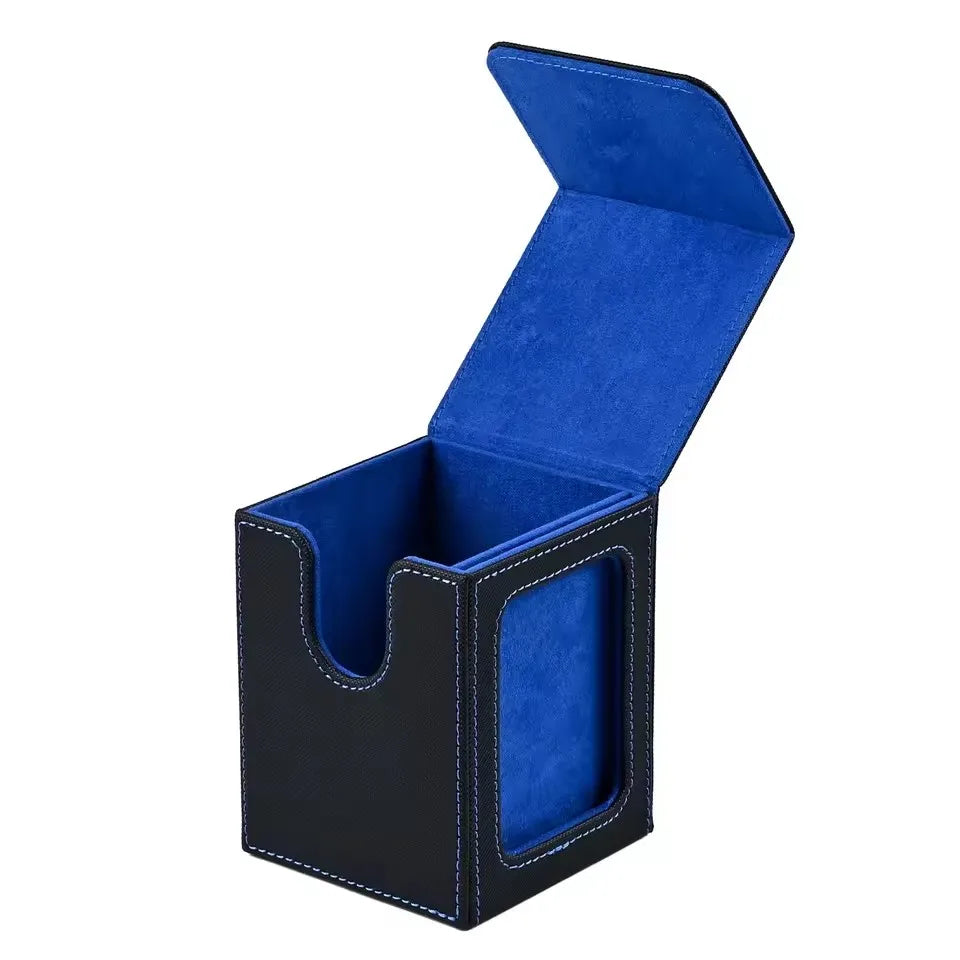 MTG Card Deck box with Display Window, Trading Card Storage Box, Can Hold 120 + Single sleeved Cards, Magnetic PU leather box
