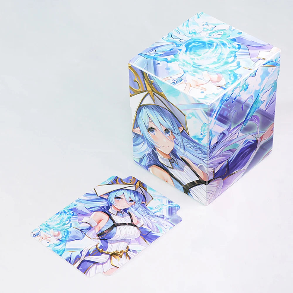 Anime Card Storage Box with Divider Labrynth Plastic Portable Card Case Hold 100+ Cards Trading Card Deck Box for MTG/YGO/PKM