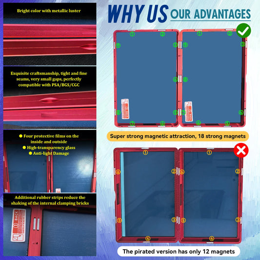 Aluminum Alloy Graded Cards Protector Case For PSA/CGC Slab, UV & Scratch Resistant Trading Card Magnetic Display Holder Box