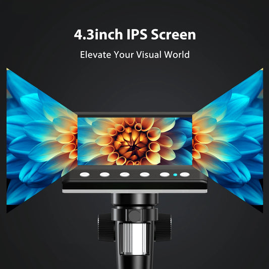 Hayve 4.3'' Digital Microscope 1000X Coin Microscope 1080P Video Microscope for Adult Soldering Microscope With 8 LEDs , PC View