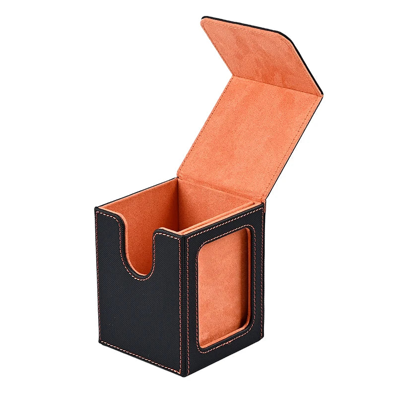 Magic The Gathering Commander Card Deck box with Display Window, Trading Card Storage Box, Can Hold 120 + Single sleeved Cards, Magnetic PU leather box