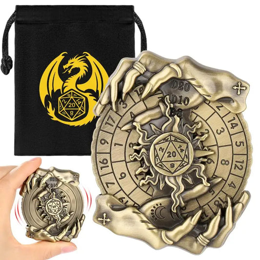 Creative Magic Hand Design Metal Dice Spinner 7-in-1 Dice Rotating Roller Entertainment Role Play Gaming Accessory Wedding Gift