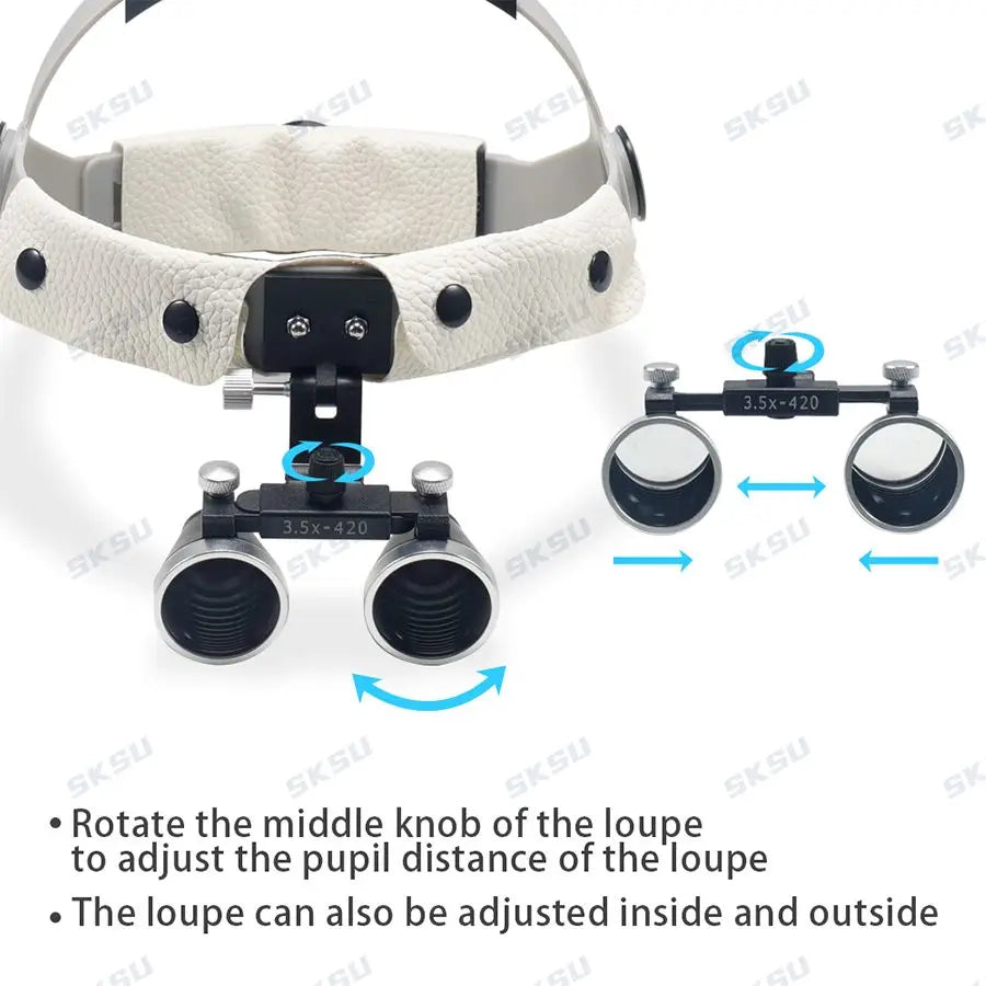 LED Dental LED Light Lamp Binocular Loupes Brightness Spot Adjustable Dental Lab 5W Headlamp for Surgical Headlight 2.5X 3.5X