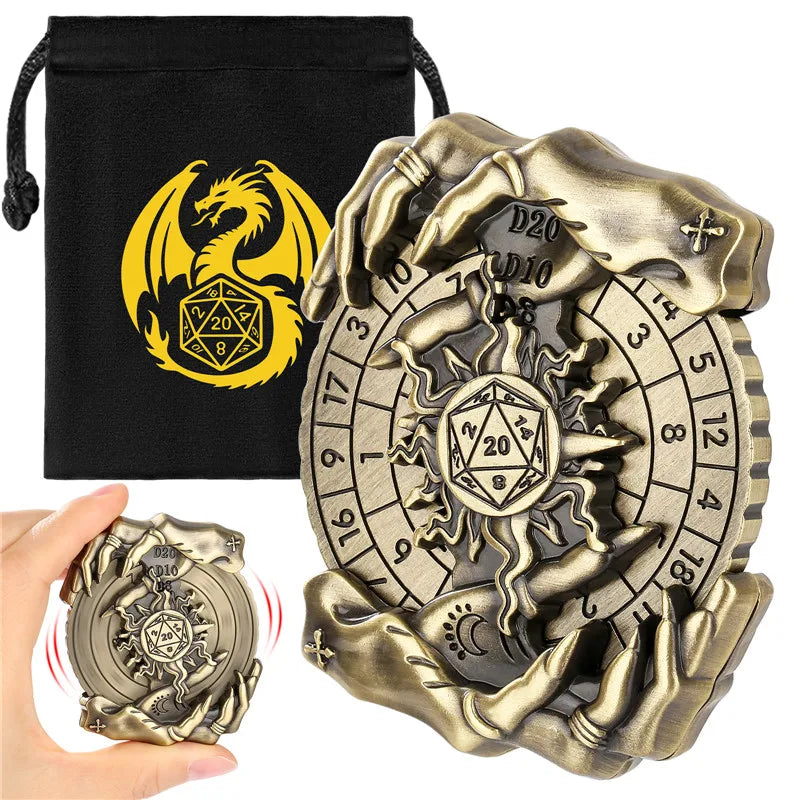 Creative Magic Hand Design Metal Dice Spinner 7-in-1 Dice Rotating Roller Entertainment Role Play Gaming Accessory Wedding Gift