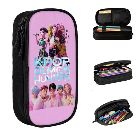 Kpop Demon Hunters Animated Kpop Films Pencil Case College Pencil Bag Students Zipper School Pencil Cases Pattern Stationery