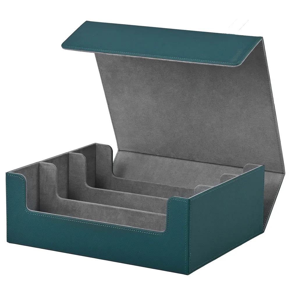 Trading card storage box, can hold 1800+ single decks, magnetic closure PU leather card box, fits for TCG,Yugion cards