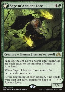 Sage of Ancient Lore / Werewolf of Ancient Hunger⁣ - Shadows over Innistrad⁣ (Rare)⁣ [225]