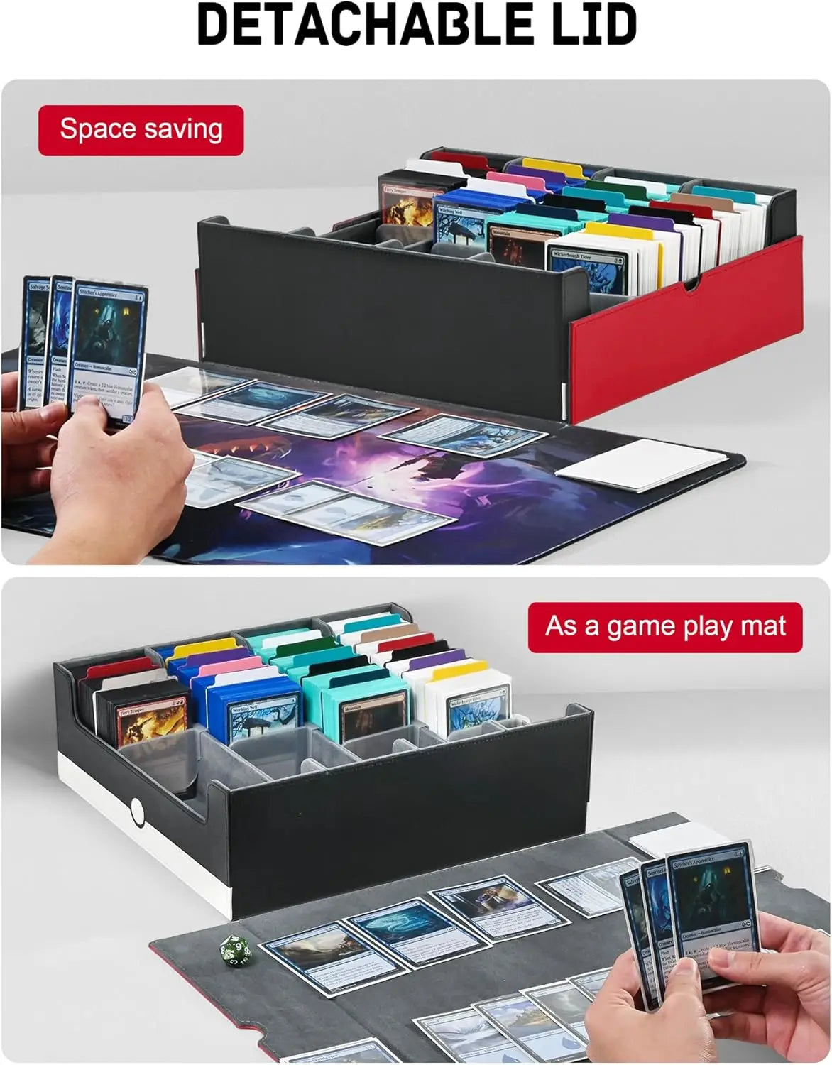 TINTEK Card Storage Box for MTG PTCG, Commander Deck Box Holds 3000+ Cards, Card Storage Case with 4 Stoppers, Card Organizer fo