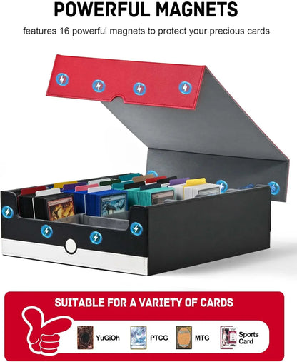 TINTEK Card Storage Box for MTG PTCG, Commander Deck Box Holds 3000+ Cards, Card Storage Case with 4 Stoppers, Card Organizer fo