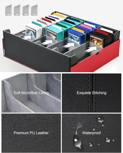 TINTEK Card Storage Box for MTG PTCG, Commander Deck Box Holds 3000+ Cards, Card Storage Case with 4 Stoppers, Card Organizer fo