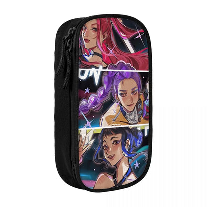 Kpop Demon Hunters Animated Kpop Films Pencil Case College Pencil Bag Students Zipper School Pencil Cases Pattern Stationery