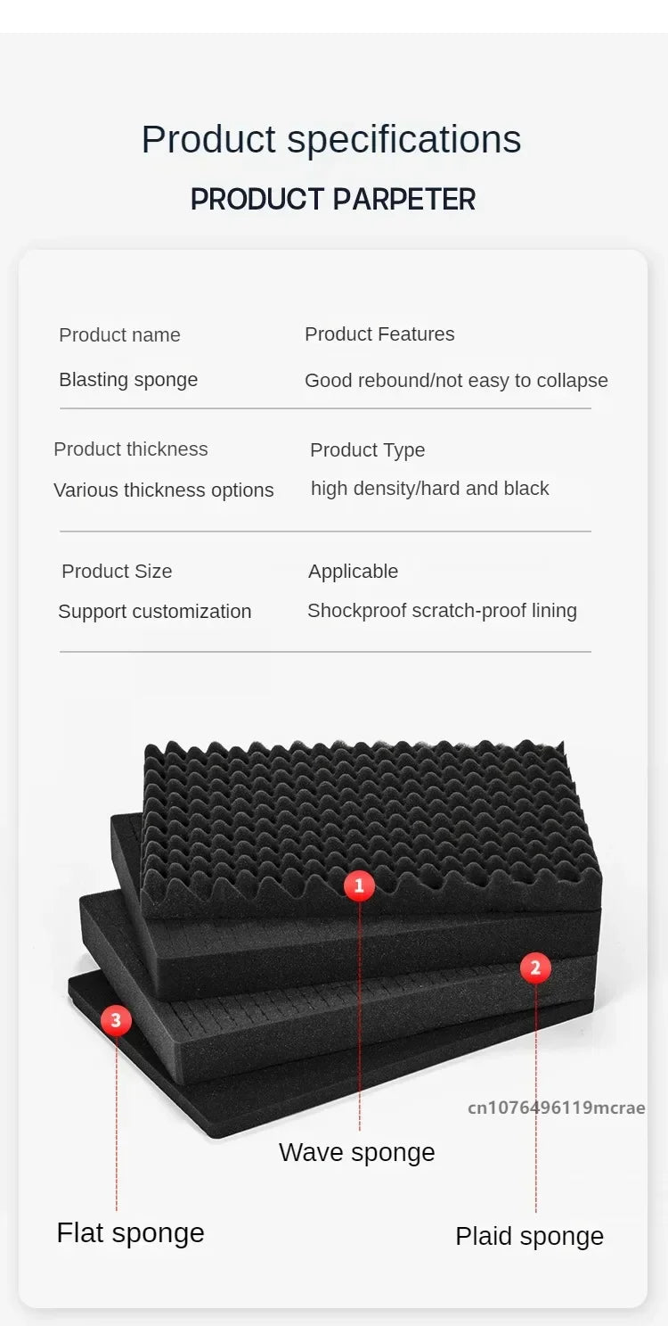 50x30cm High Density Foam Pad Toolbox Shock-Absorbing Sponge Sheet Hard Flight Case Shadow Foams Toolkit Tools Organizer 45x35cm