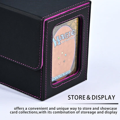 Magic The Gathering Commander Card Deck box with Display Window, Trading Card Storage Box, Can Hold 120 + Single sleeved Cards, Magnetic PU leather box