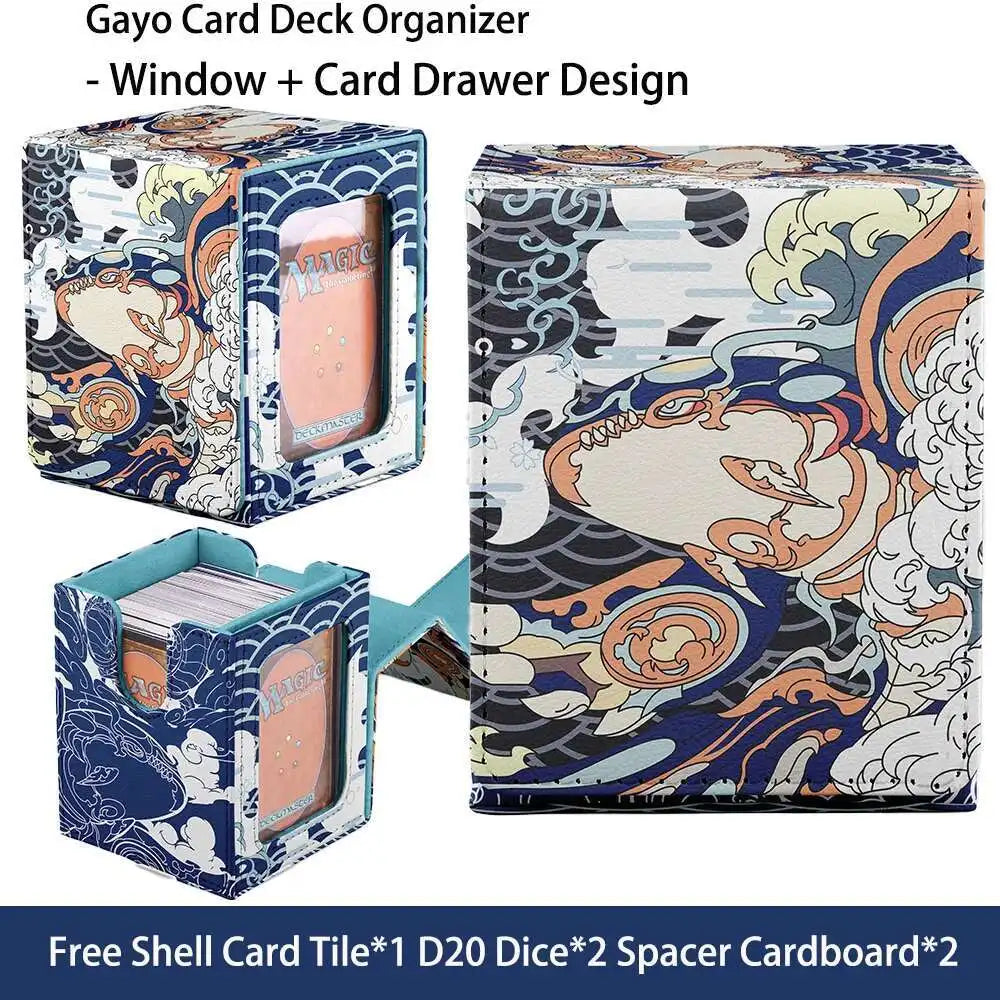 TCG Deck Box 100+ PU Windowed Single Deck PTCG DCG Tabletop Gametrading Cards Storage Box Free 35tp Shell Deck 2 Spacers  2 Dice