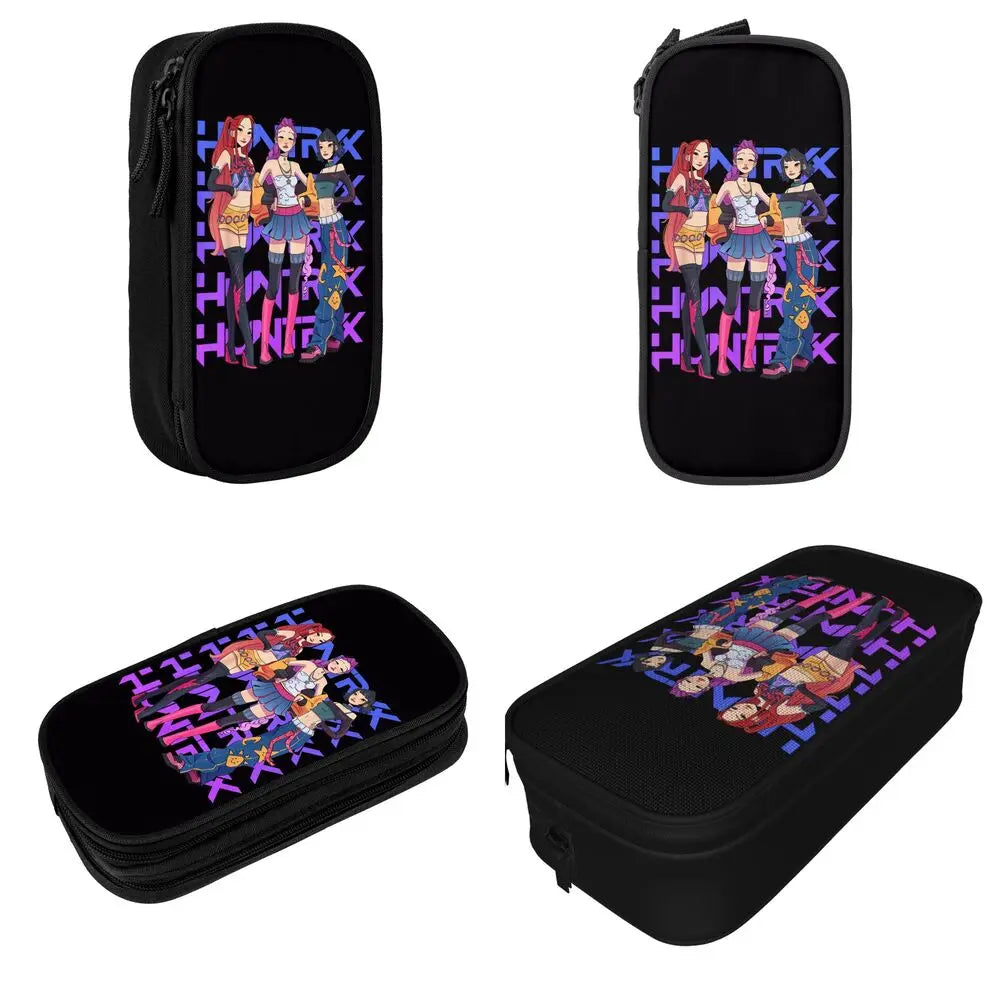 Kpop Demon Hunters Animated Kpop Films Pencil Case College Pencil Bag Students Zipper School Pencil Cases Pattern Stationery