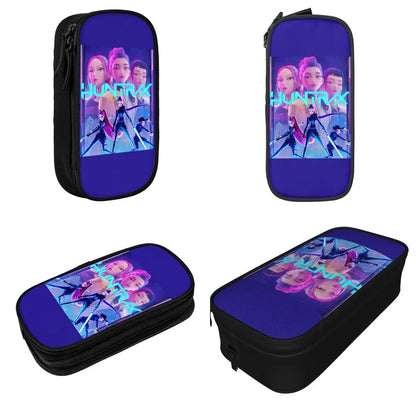 Kpop Demon Hunters Animated Kpop Films Pencil Case College Pencil Bag Students Zipper School Pencil Cases Pattern Stationery