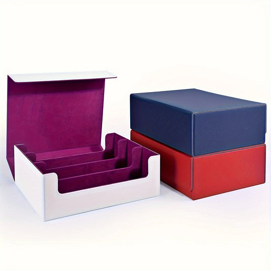 Trading card storage box, can hold 1800+ single decks, magnetic closure PU leather card box, fits for TCG,Yugion cards