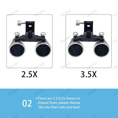 LED Dental LED Light Lamp Binocular Loupes Brightness Spot Adjustable Dental Lab 5W Headlamp for Surgical Headlight 2.5X 3.5X