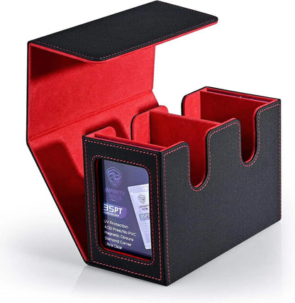 480+ Trading Card Deck Box  with 2pcs Toploader Double Window Commander Display Organizer for MTG TCG CCG Tabletop Gaming Deck