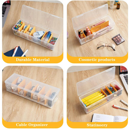 Storage Box With Adjustable Divider Clear Plastic Compartmentalized Organizer Box Holds 550+ Game Cards for Accessories Storages