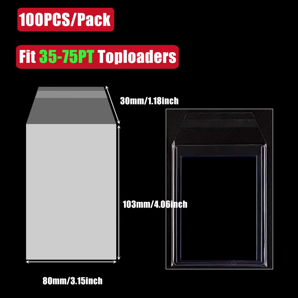 100pcs Pack Graded Card Card Holders Sleeves Bags, Fits For PSA/BGS/SGC/CGC Graded Card, 35PT-180PT Card Holder Toploader