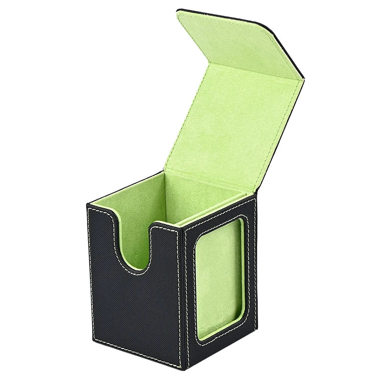 Magic The Gathering Commander Card Deck box with Display Window, Trading Card Storage Box, Can Hold 120 + Single sleeved Cards, Magnetic PU leather box