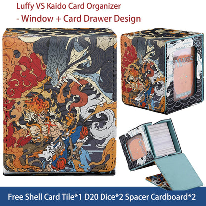 Cards Deck Box Fit For MTG Deck Box With 2 Card Dividers,2 Dice,Magic Commander Vertical Style Leather Trading Cards Storage Box