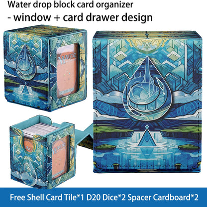 Cards Deck Box Fit For MTG Deck Box With 2 Card Dividers,2 Dice,Magic Commander Vertical Style Leather Trading Cards Storage Box