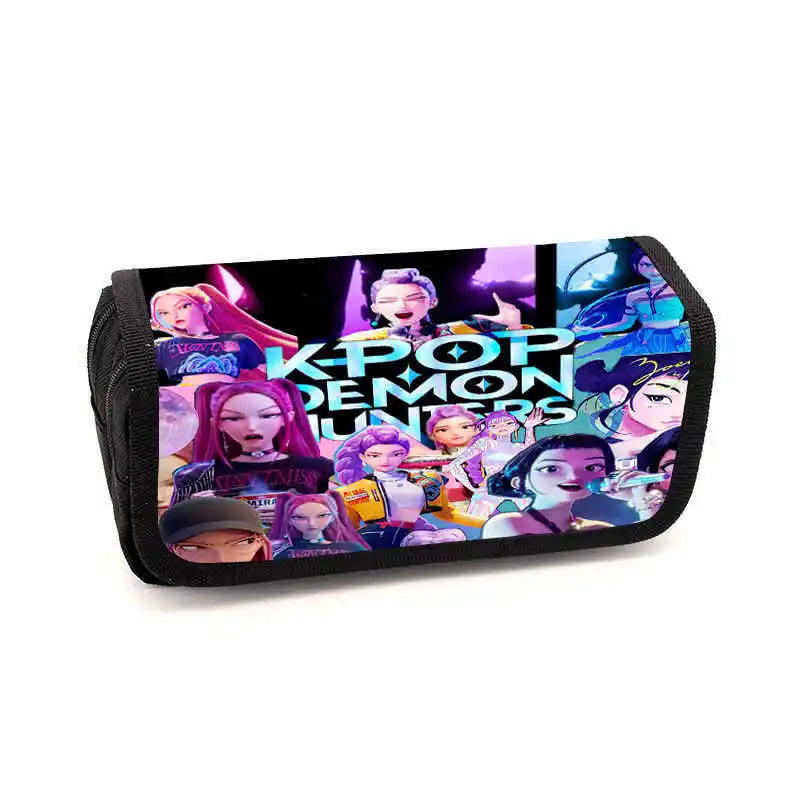 Kpop Demon Hunters Fully Printed Flap Pen Bag Stationery Box Pencil Case Primary and Secondary School Student School Bag Cartoon