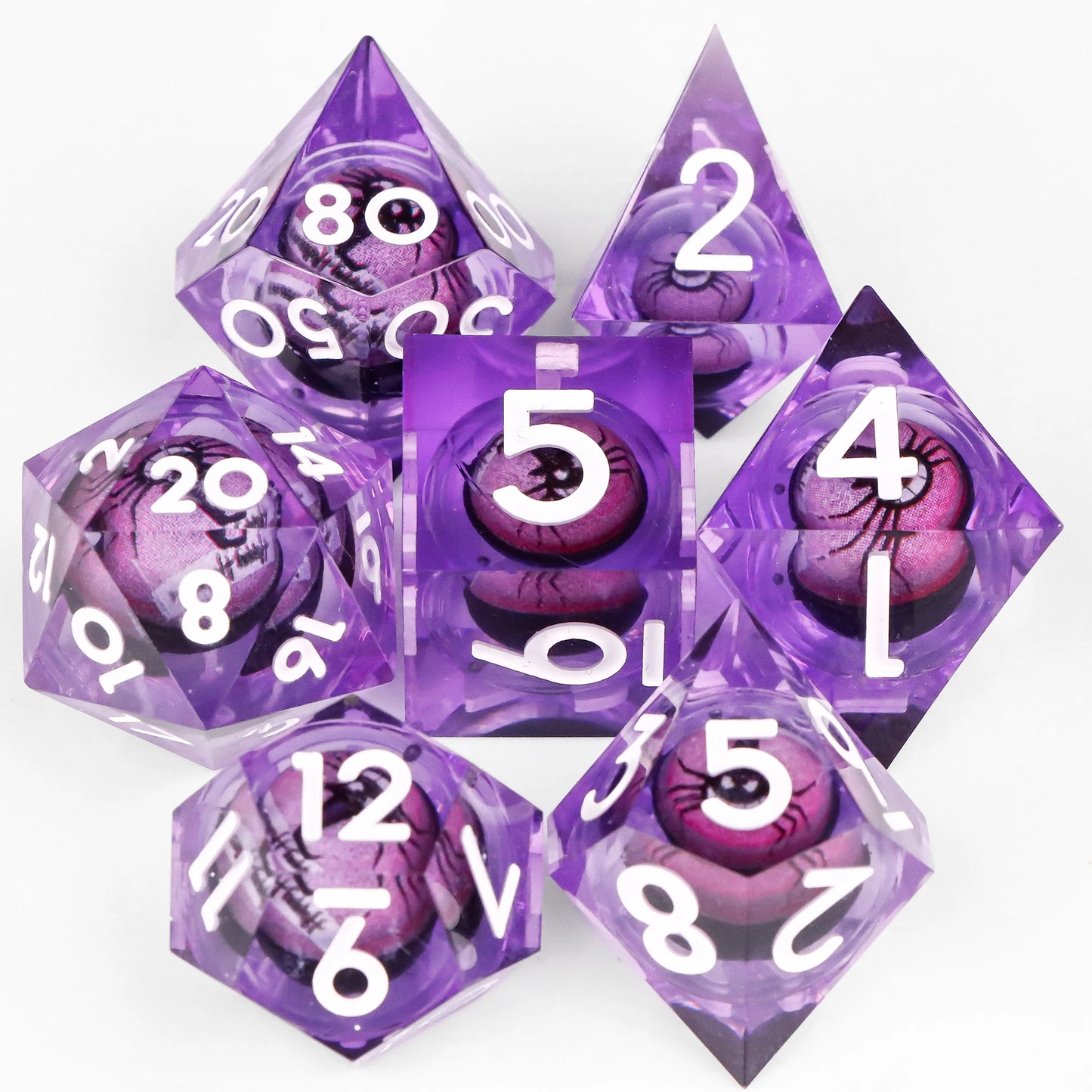Liquid Core Dice, Green Dragon Eye Dice Set for Dungeons and Dragons, RPG Polyhedral Dice set, d&d dice, Handmade Dice Set Gifts