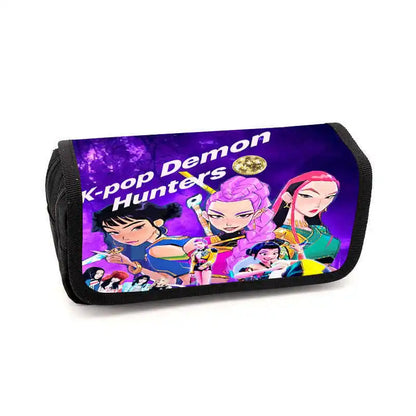 Kpop Demon Hunters Fully Printed Flap Pen Bag Stationery Box Pencil Case Primary and Secondary School Student School Bag Cartoon