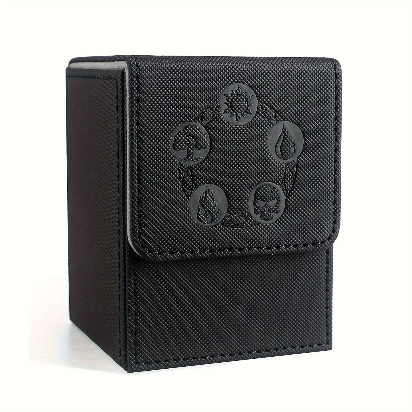 Card Deck Box, Copyrighted Design，Fits 100+ Single Sleeved Cards, Magnetic Closure PU Leather Card Box for TCG Cards