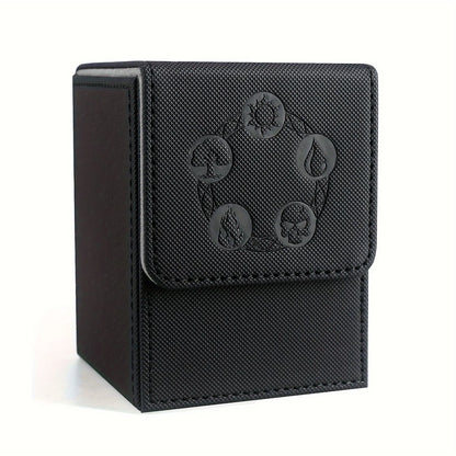 Card Deck Box, Copyrighted Design，Fits 100+ Single Sleeved Cards, Magnetic Closure PU Leather Card Box for TCG Cards