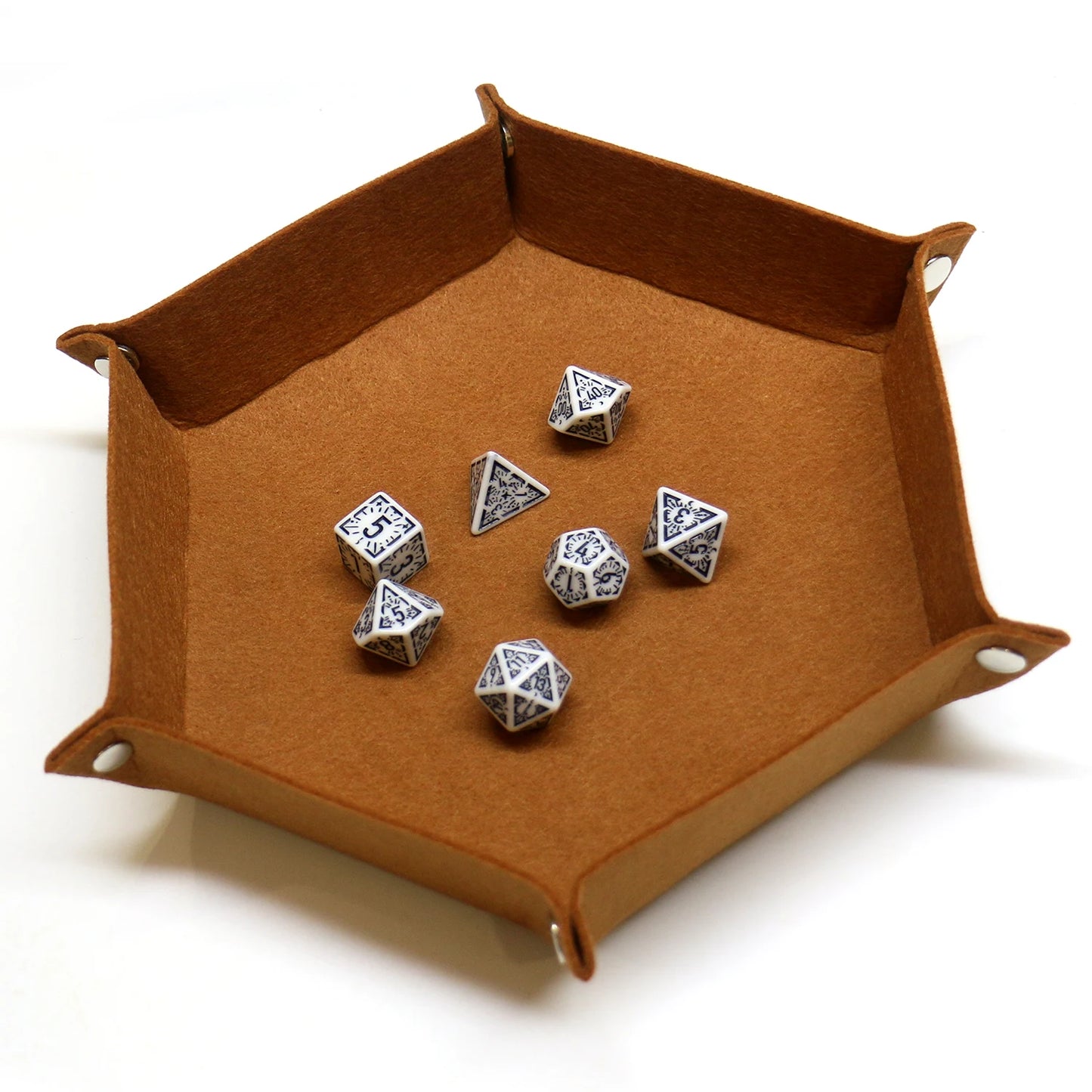 1PC Dice Tray Set Foldable Dice Trays Hexagon Dice Rolling Tray Felt Dice Holder for Dice Games Like RPG, and Other Table Games