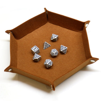 1PC Dice Tray Set Foldable Dice Trays Hexagon Dice Rolling Tray Felt Dice Holder for Dice Games Like RPG, and Other Table Games