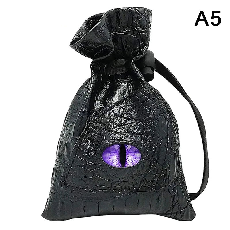 Drawstring Dice Bag PU Leather DND Dice Pouch Tarots Oracle Cards Storage Bag Gift Coins Jewelry Accessories Dice Bag