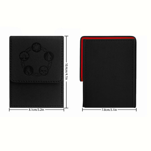 Card Deck Box, Copyrighted Design，Fits 100+ Single Sleeved Cards, Magnetic Closure PU Leather Card Box for TCG Cards