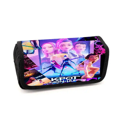 Kpop Demon Hunters Fully Printed Flap Pen Bag Stationery Box Pencil Case Primary and Secondary School Student School Bag Cartoon