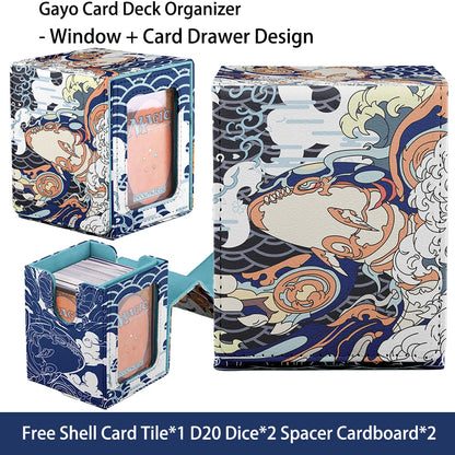 Cards Deck Box Fit For MTG Deck Box With 2 Card Dividers,2 Dice,Magic Commander Vertical Style Leather Trading Cards Storage Box