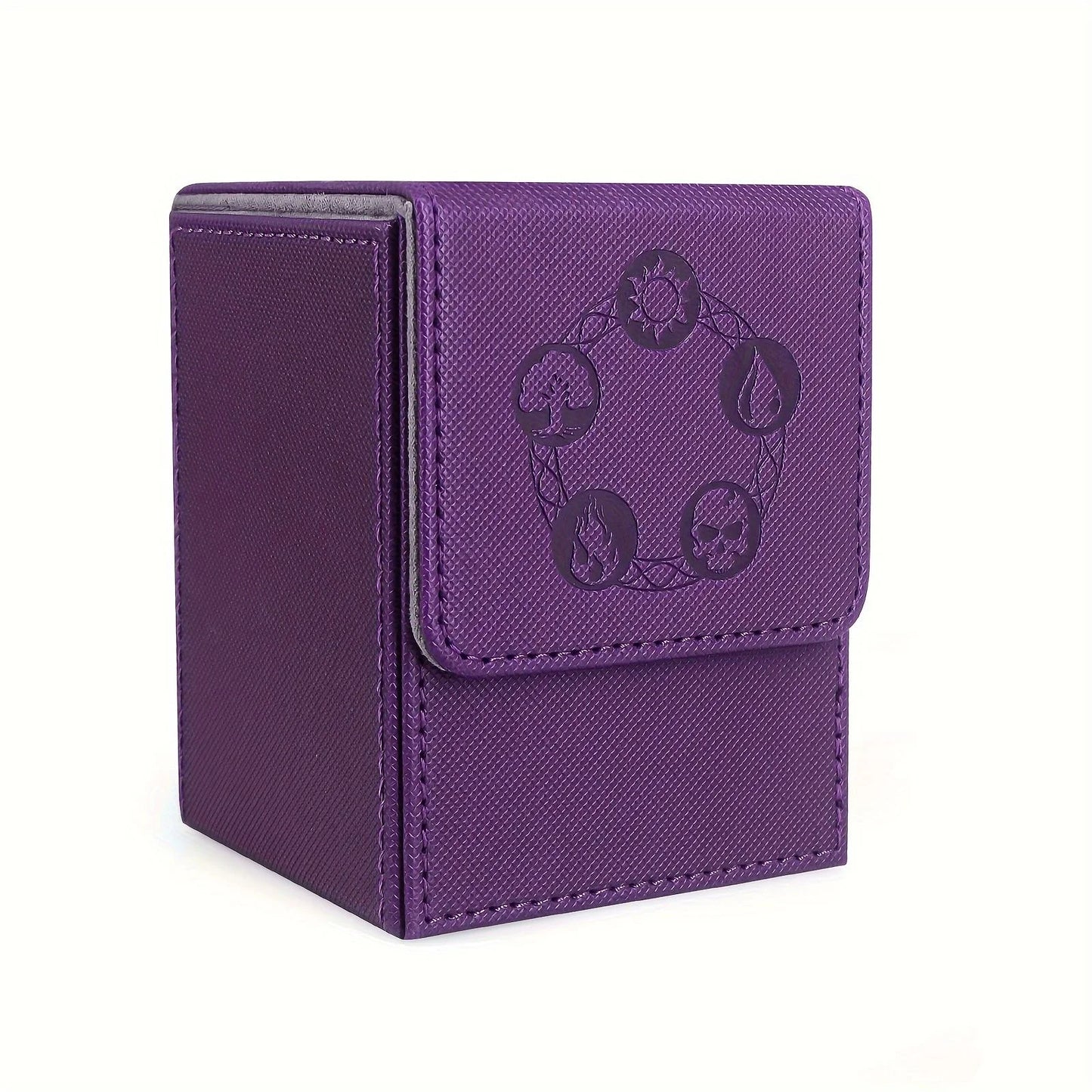 Card Deck Box, Copyrighted Design，Fits 100+ Single Sleeved Cards, Magnetic Closure PU Leather Card Box for TCG Cards