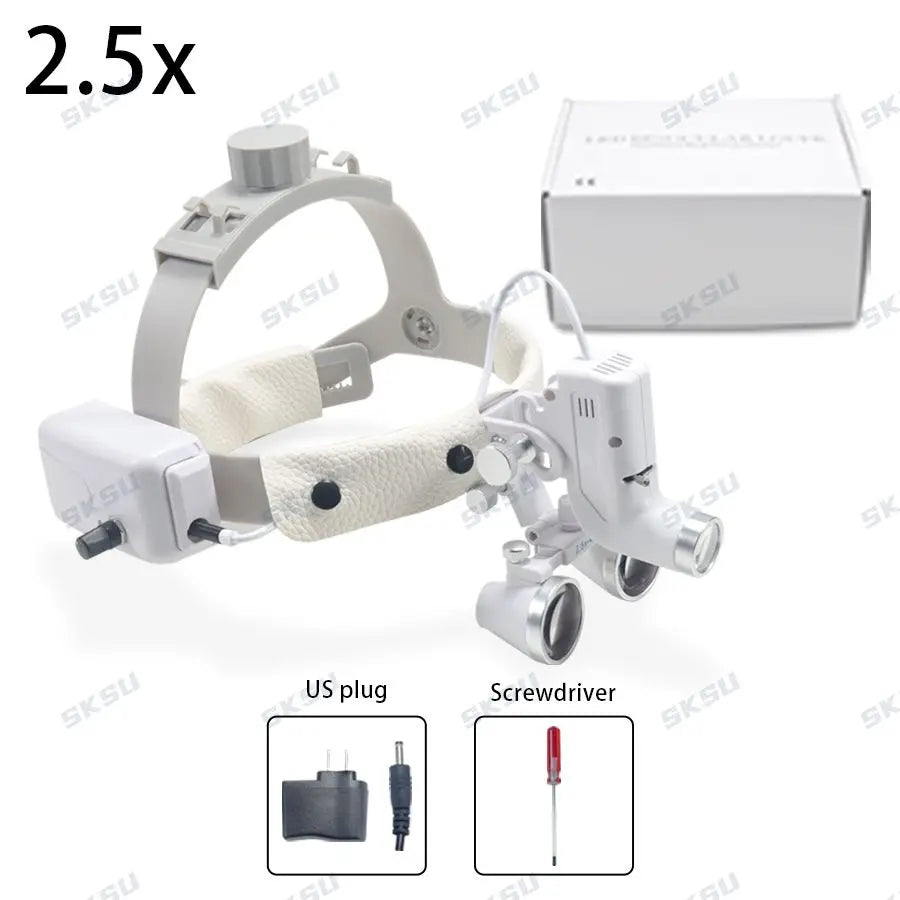 LED Dental LED Light Lamp Binocular Loupes Brightness Spot Adjustable Dental Lab 5W Headlamp for Surgical Headlight 2.5X 3.5X