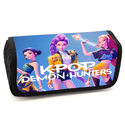 Kpop Demon Hunters Fully Printed Flap Pen Bag Stationery Box Pencil Case Primary and Secondary School Student School Bag Cartoon