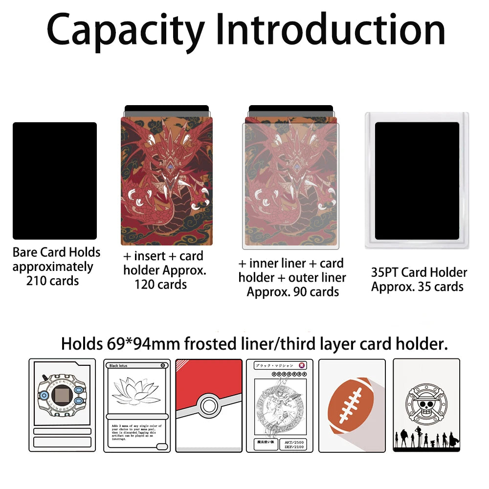 Deck Box TCG Card Storage Box Anime Card Game Dragon-Themed Card Holder With Cool Design Sky Dragon Design For Anime Cards Games