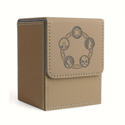 Card Deck Box, Copyrighted Design，Fits 100+ Single Sleeved Cards, Magnetic Closure PU Leather Card Box for TCG Cards