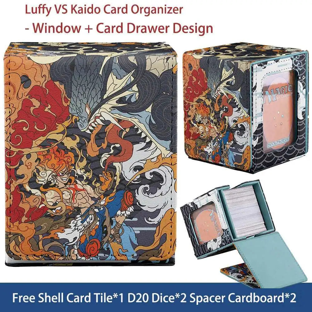TCG Deck Box 100+ PU Windowed Single Deck PTCG DCG Tabletop Gametrading Cards Storage Box Free 35tp Shell Deck 2 Spacers  2 Dice